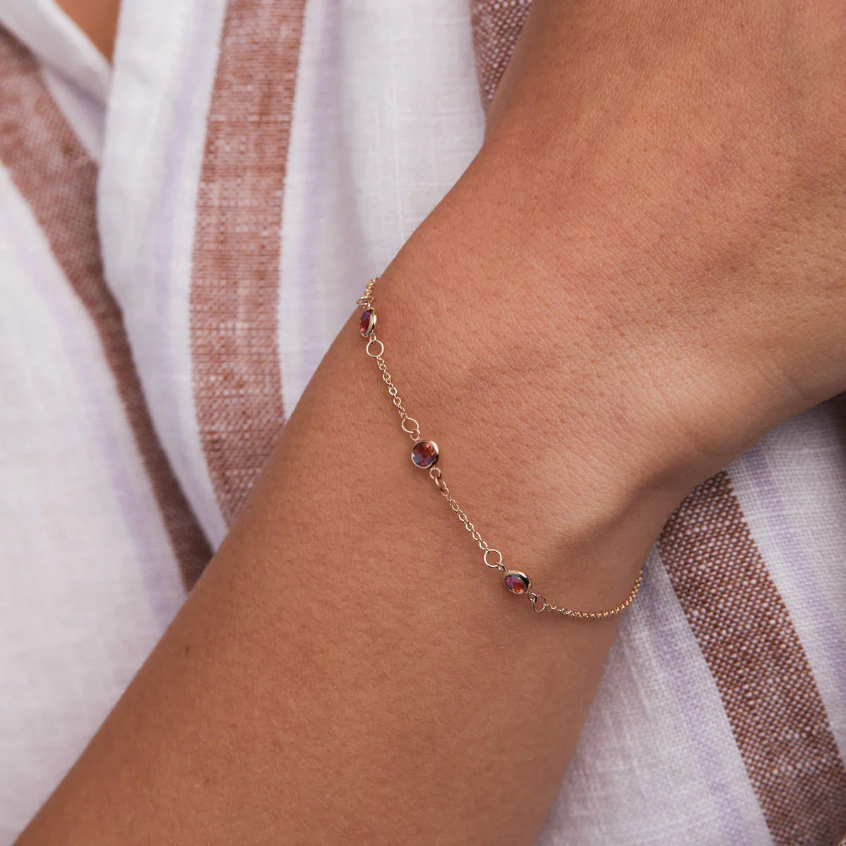 1.50TCW Round Cut Three Strone Garnet Moissanite Bracelets