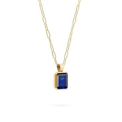 4.0CT Emerald Sapphire Moissanite September Birthstone Pendant Necklace