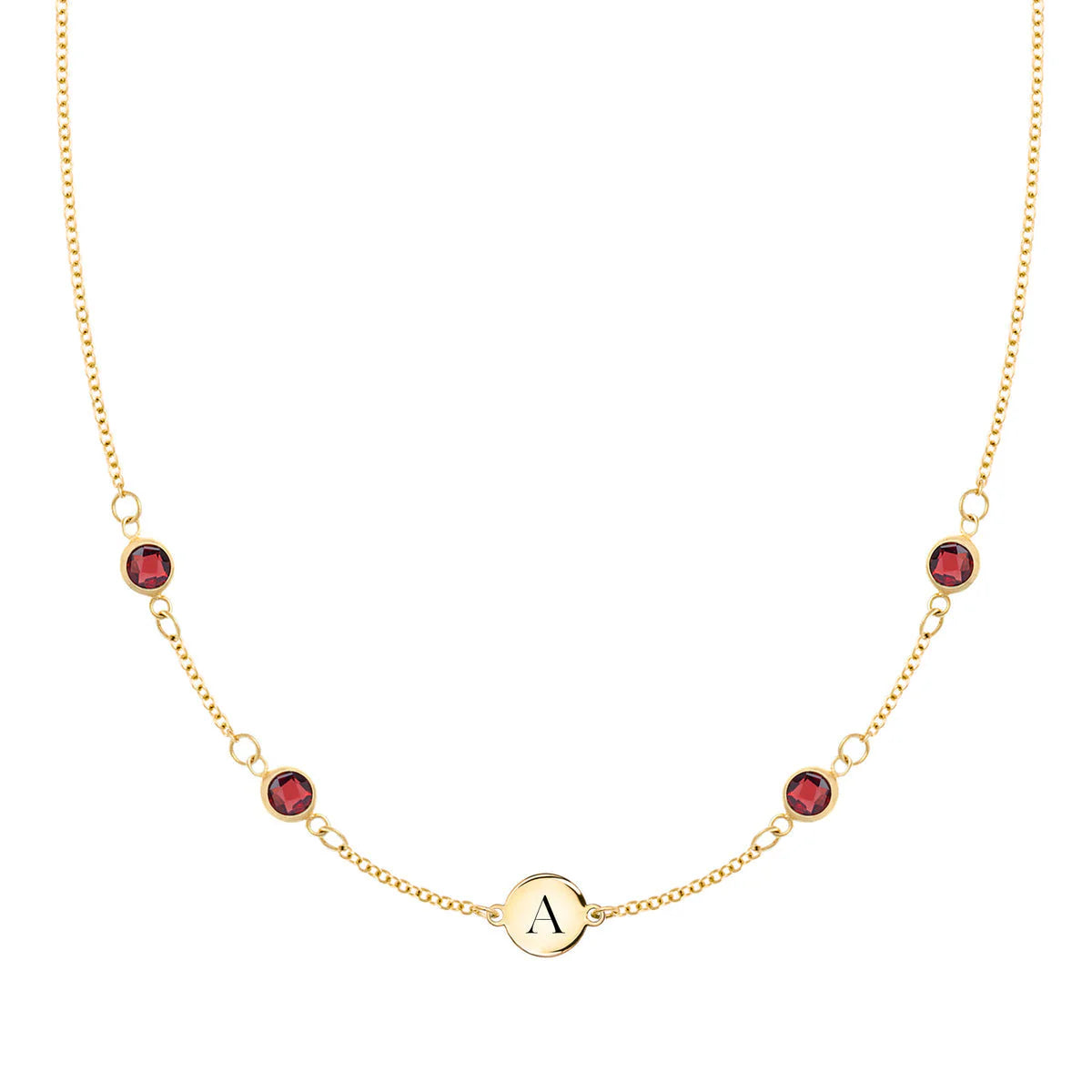 1.0 TCW Round Cut Customised Moissanite January Birthstone Necklace