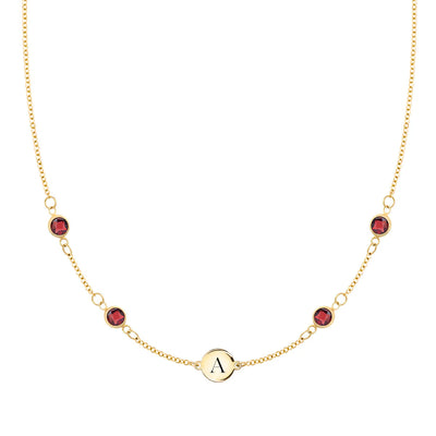 1.0 TCW Round Cut Customised Moissanite January Birthstone Necklace