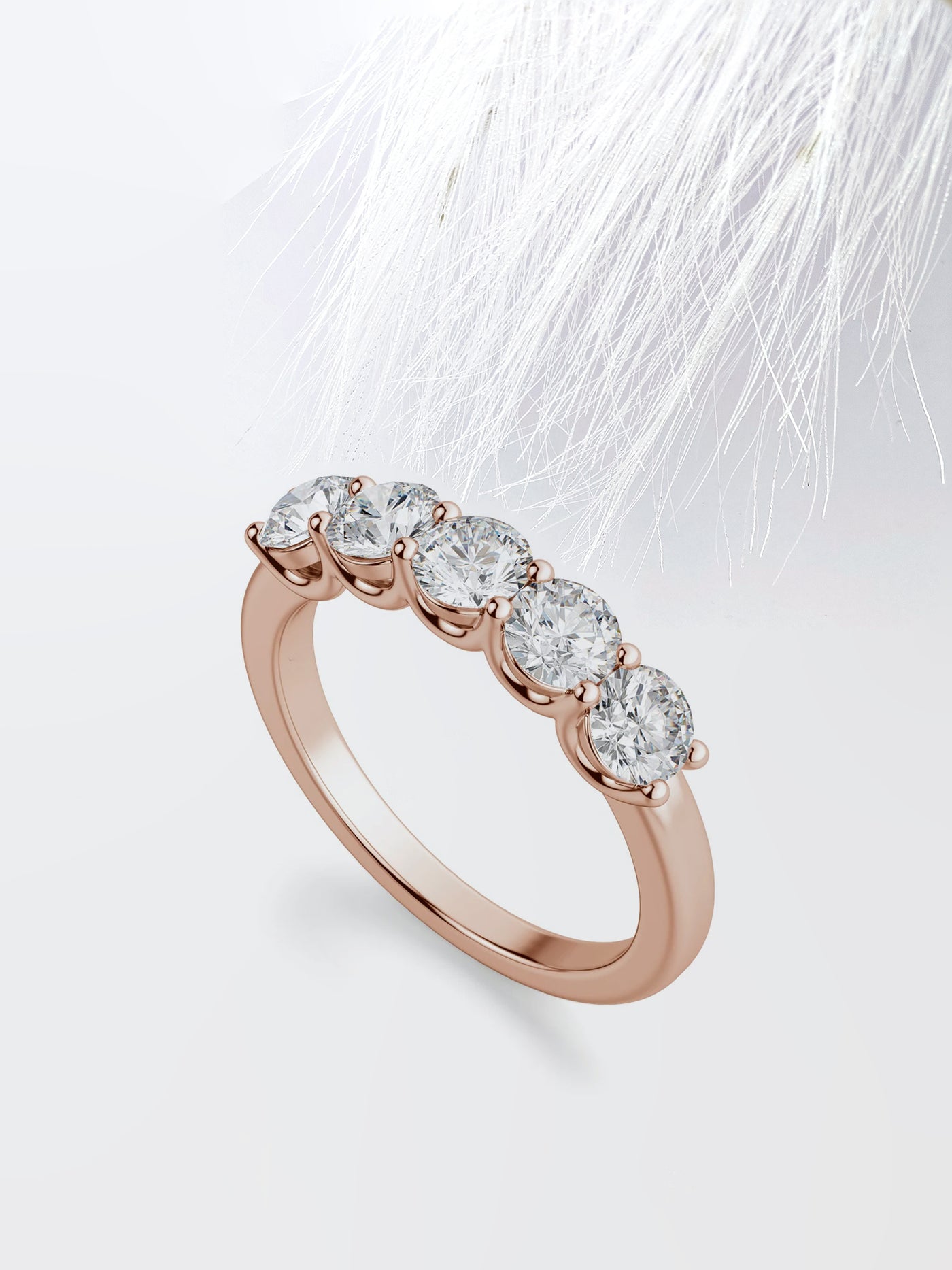 Round Cut Five Stone Diamond Wedding Band