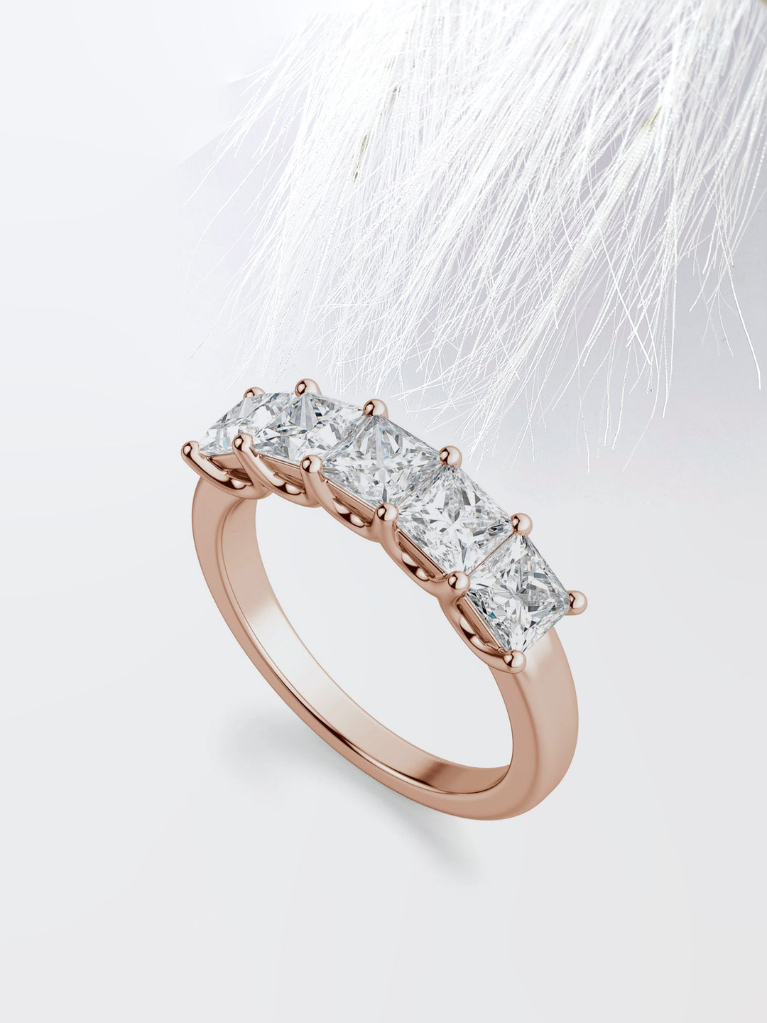 Princess Cut Five Stone Diamond Wedding Band For Her