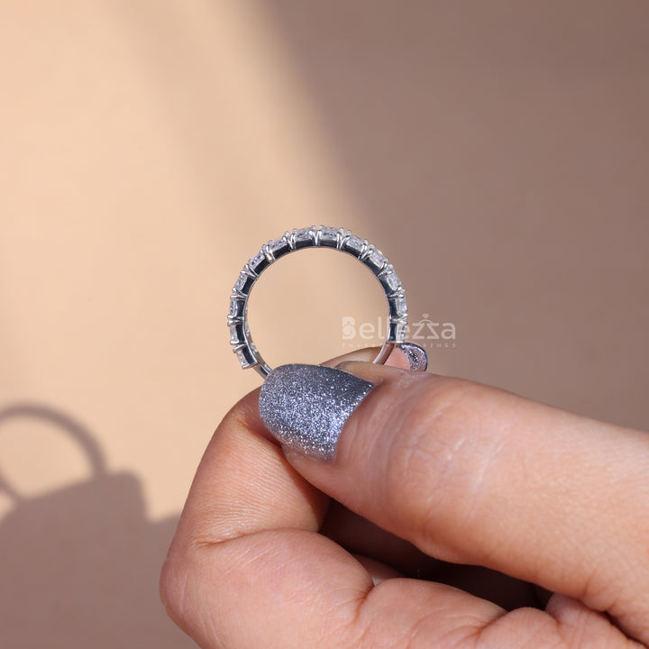 2.61TCW Emerald Diamond Half Eternity Wedding Band - Ready To Ship