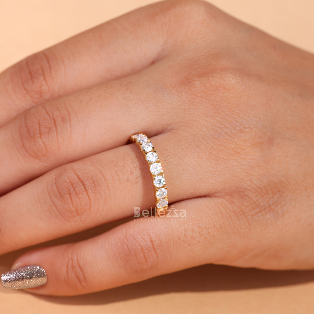 Round Cut Half Eternity Wedding Band For Her - Ready To Ship