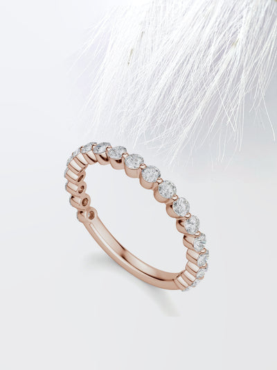 Round Cut Shared Prong Semi Eternity Wedding Band For Women