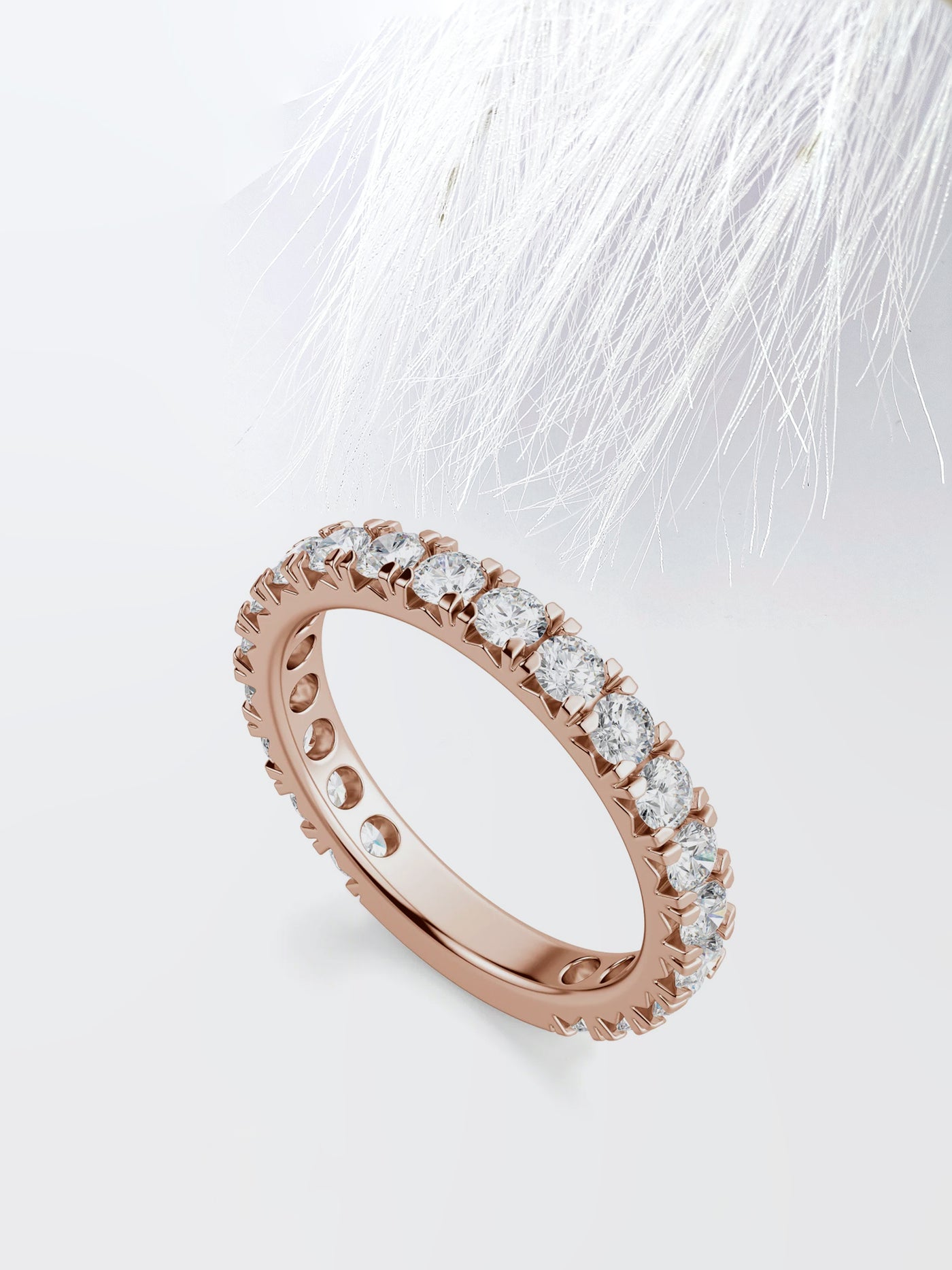 Round Cut 3/4 Eternity Diamond Wedding Band For Women