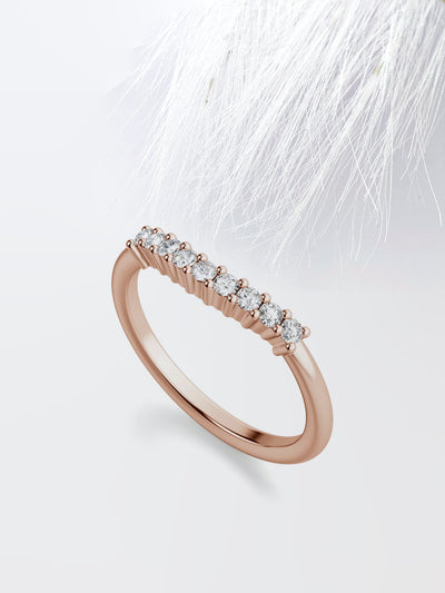 Round Cut Curved Diamond Wedding Band For Women