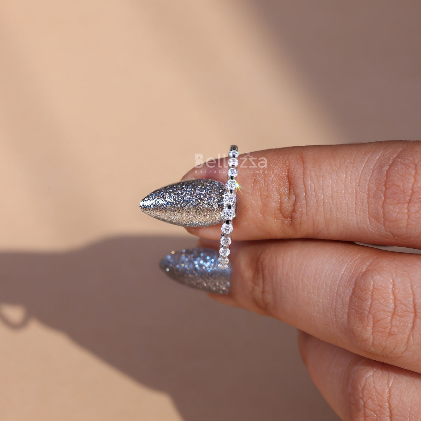 Round Cut Half Eternity Moissanite Wedding Band - Ready To Ship