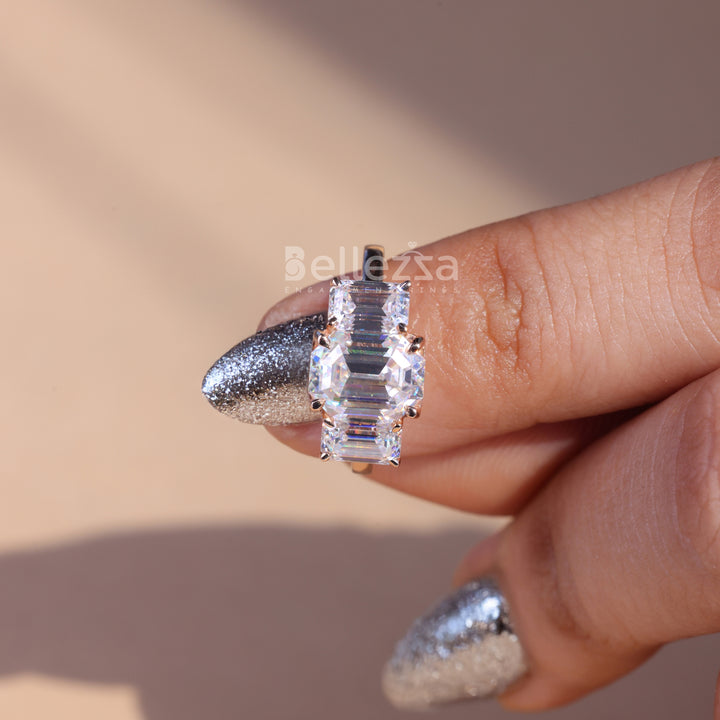 2.0CT Emerald Cut Three Stone Engagement Ring - Ready To Ship