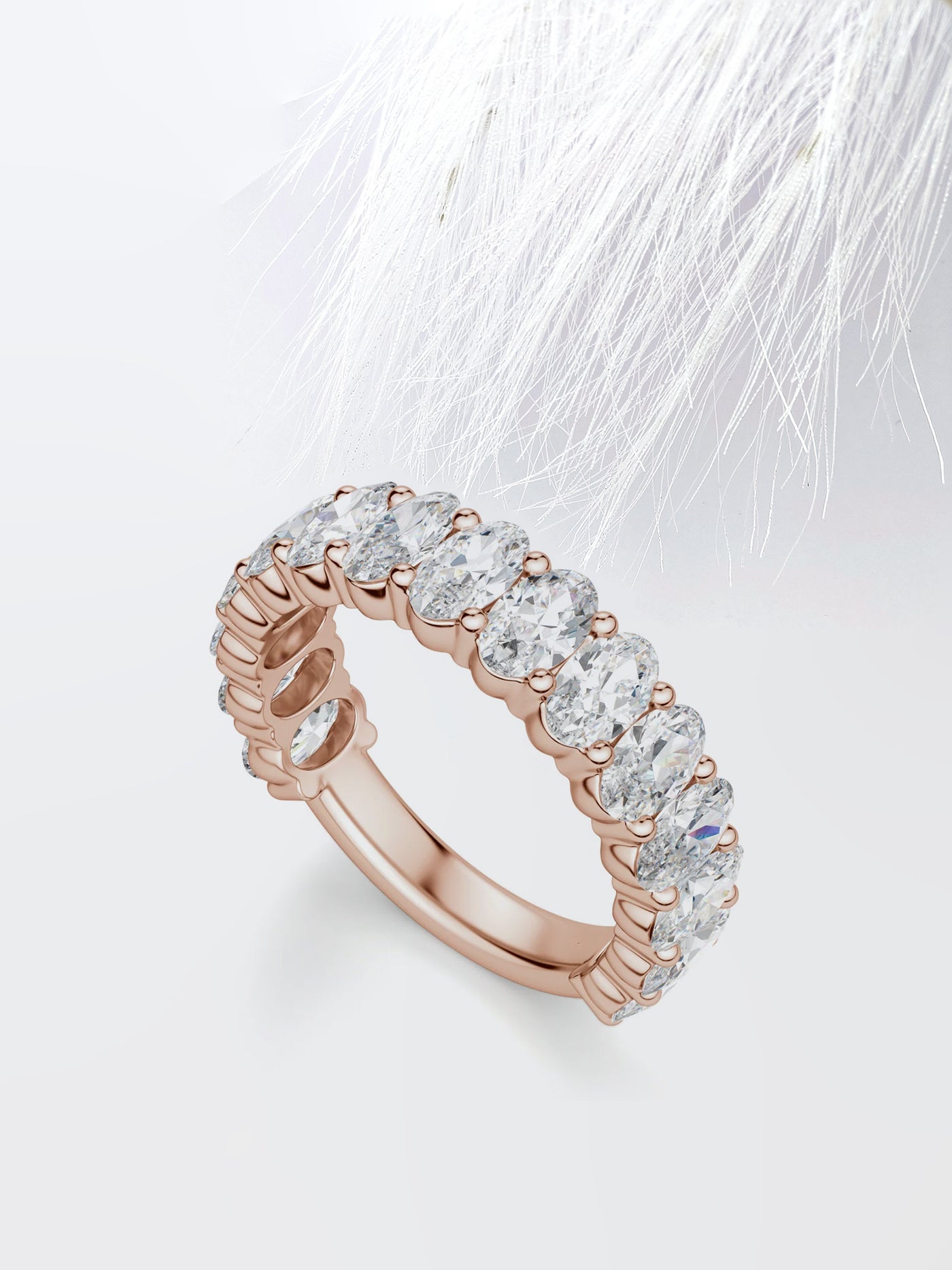 Oval Cut 3/4 Eternity Diamond Wedding Band For Her