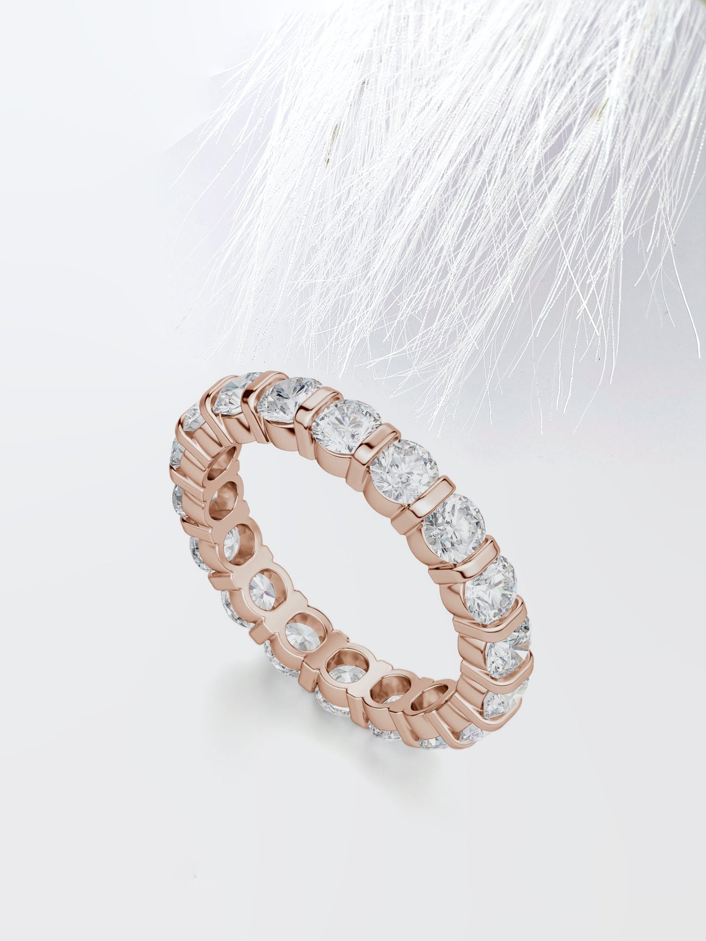 Round Cut Bar Set Diamond Wedding Band For Women