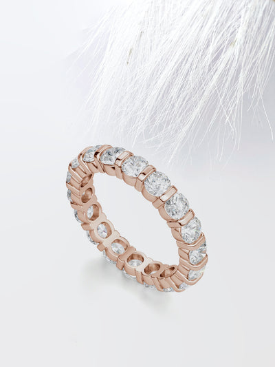 Round Cut Bar Set Diamond Wedding Band For Women