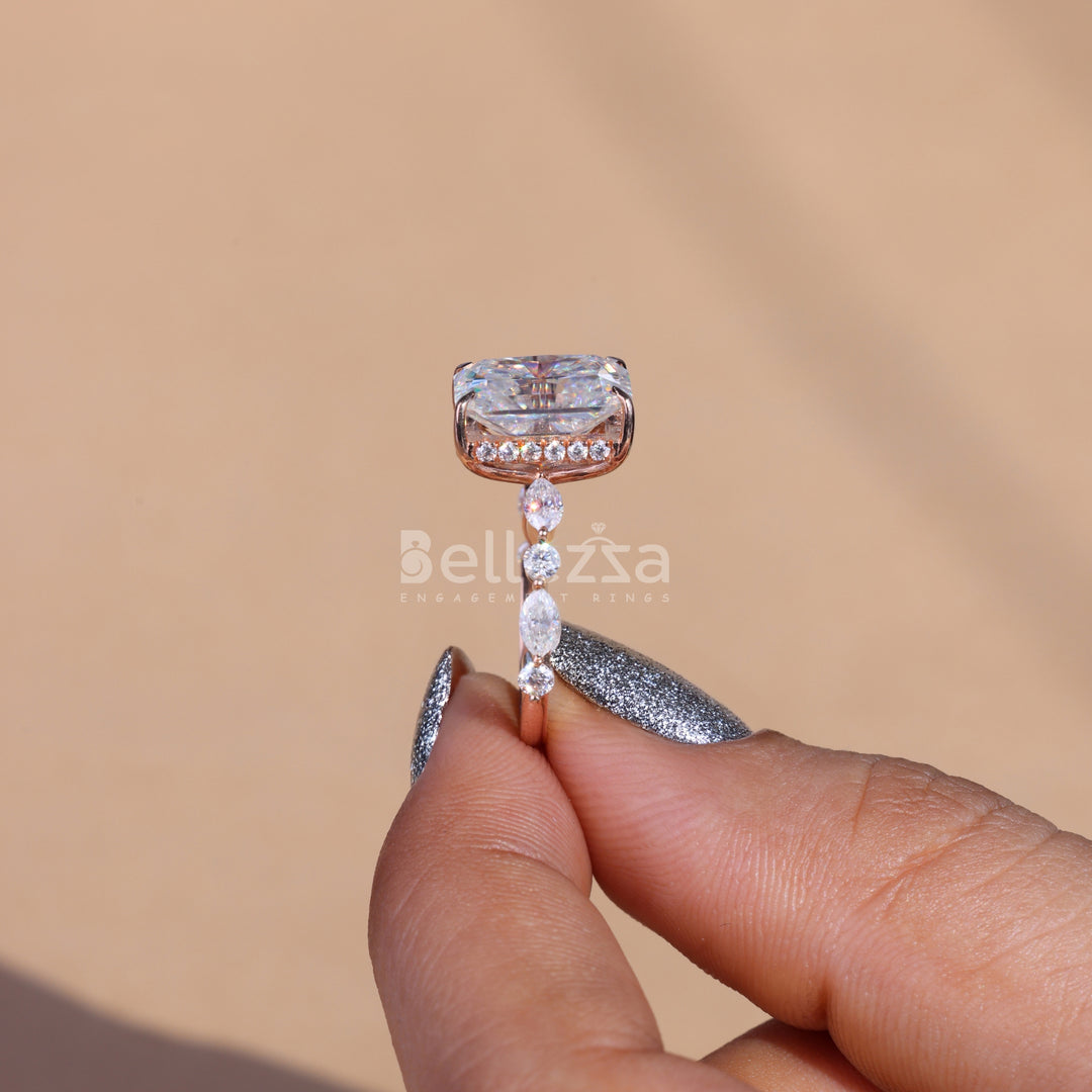 5.0 CT Radiant Cut Pave Setting Engagement Ring - Ready To Ship