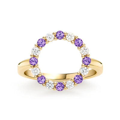 1.92TCW Round Open Circle Moissanite February Birthstone Wedding Ring