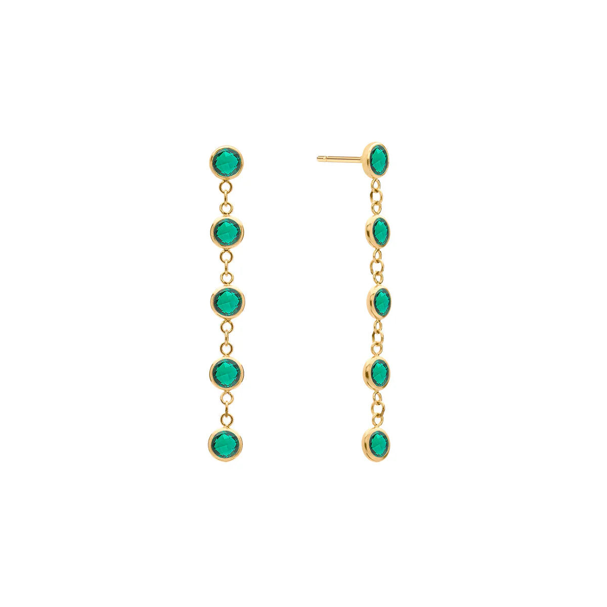 5.04TCW Round Cut Emerald Moissanite May Birthstone Dangle Earrings
