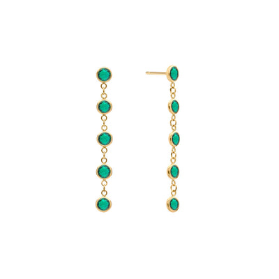 5.04TCW Round Cut Emerald Moissanite May Birthstone Dangle Earrings