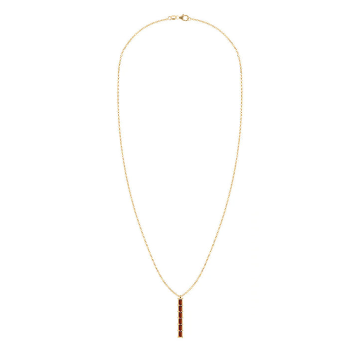 1.0 TCW Baguette Cut Red Garnet Moissanite Necklace-January Birthstone