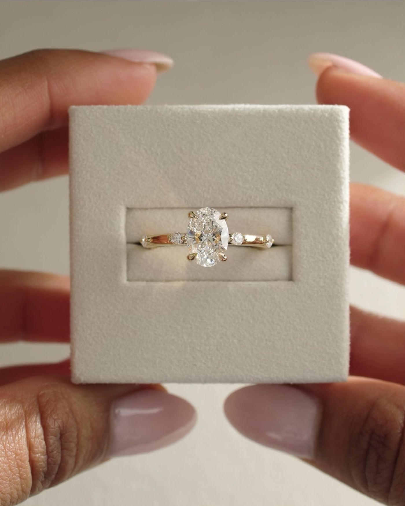 1.0 CT Oval Cut Hidden Halo Moissanite Engagement Ring