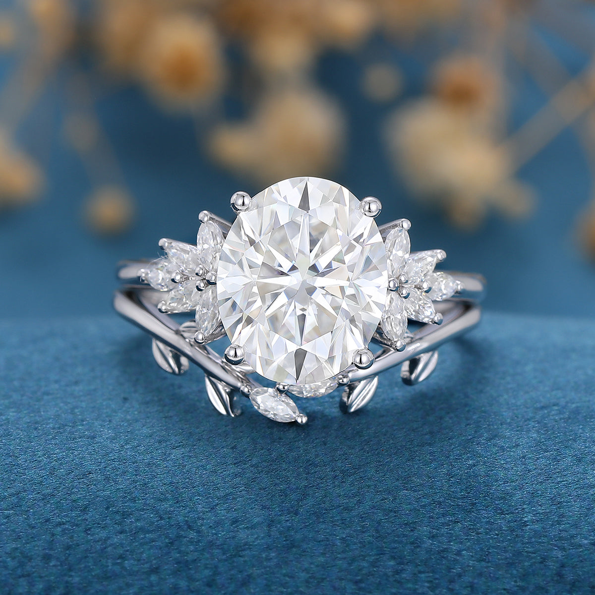 oval-shaped-moissanite-cluster-bridal-set