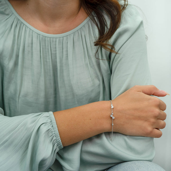 0.42ct Round Cut Bezel Set Moissanite Diamond Bracelet For Women