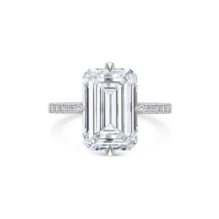3.0 CT-5.0 CT Emerald Diamond Pave Style Engagement Ring
