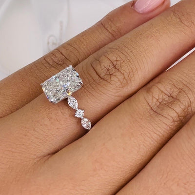2.0 CT-4.0 CT Radiant Diamond Engagement Ring With Dainty Setting