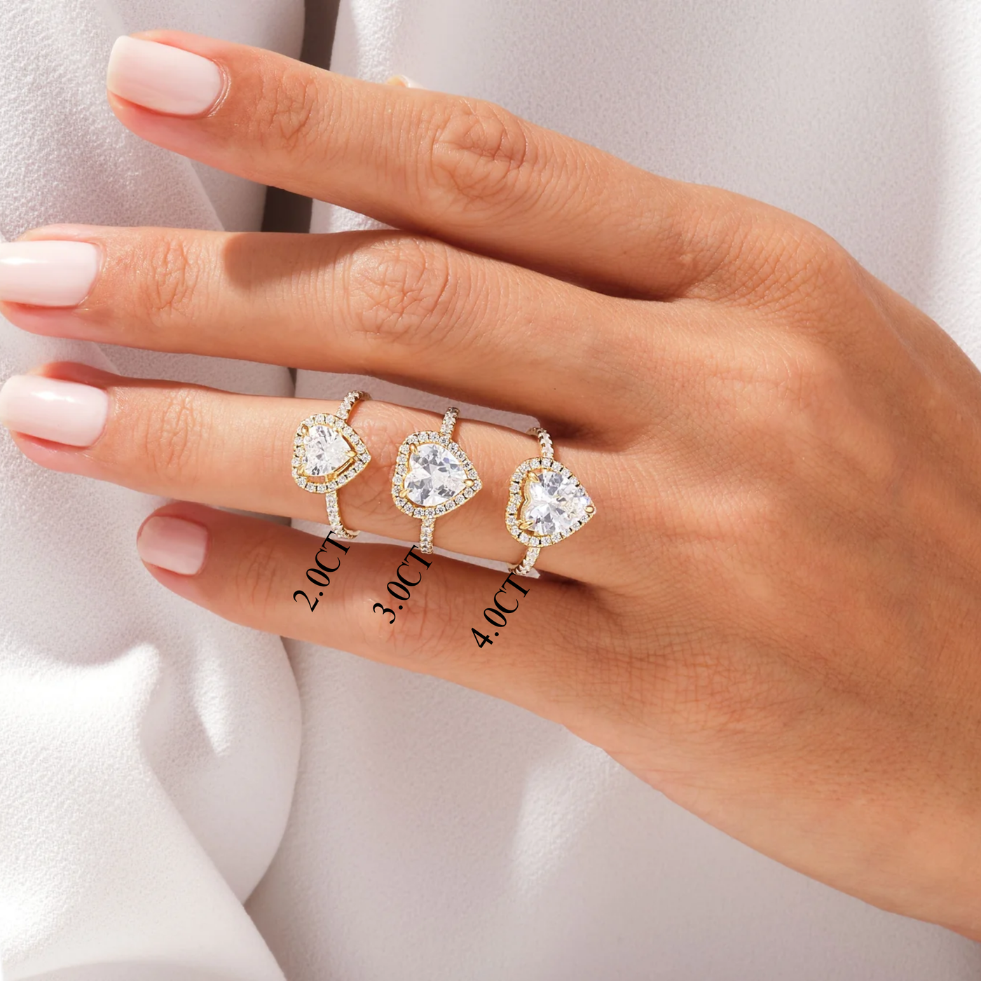 2.0CT Heart Diamond Halo Pave Setting Moissanite Engagement Ring