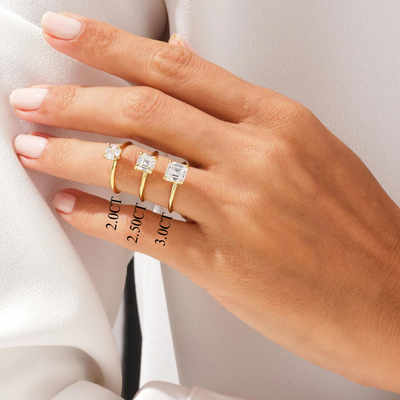 2.0CT Asscher Diamond Kinfe Edge Solitaire Moissanite Engagement Ring