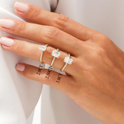 2.0CT Radiant Diamond Pave Setting Moissanite Engagement Ring