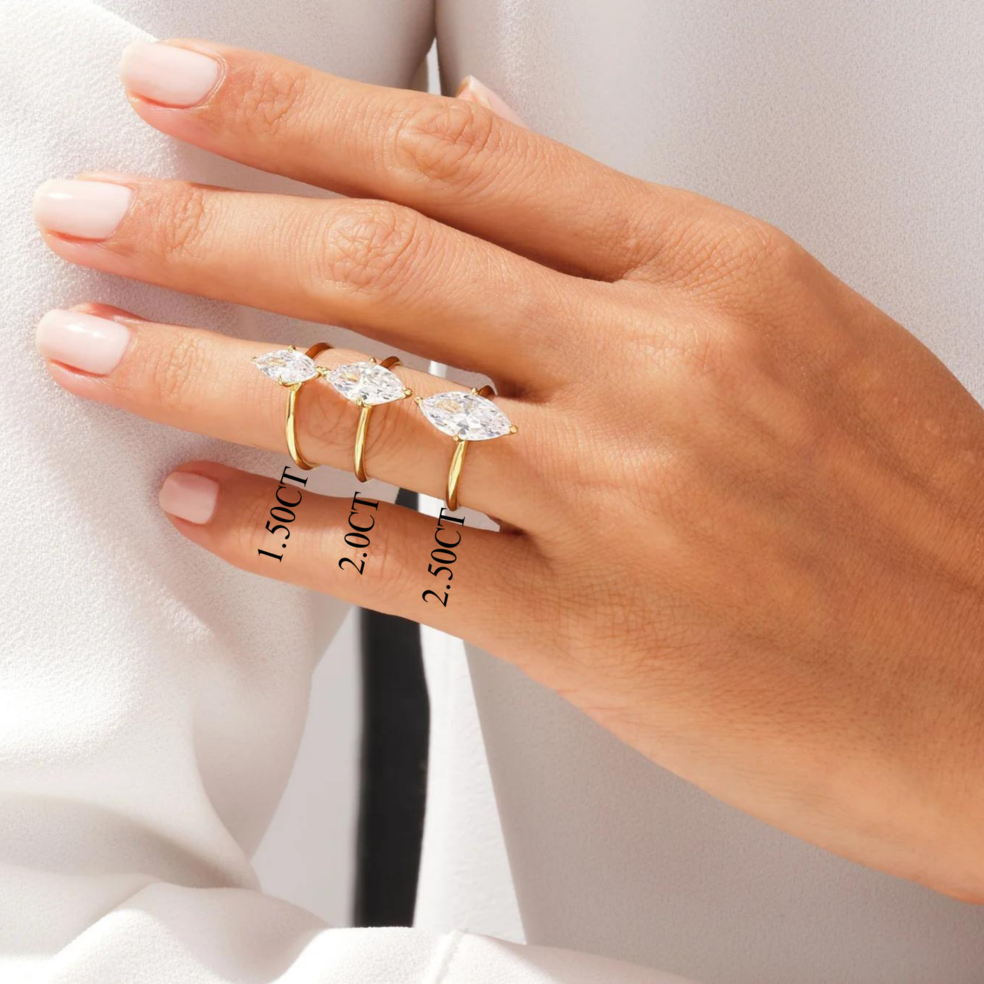 1.50CT Marquise Diamond Knife Edge Solitaire Moissanite Engagement Ring