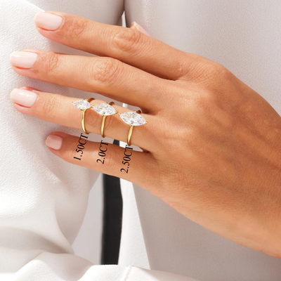 1.50CT Marquise Diamond Knife Edge Solitaire Moissanite Engagement Ring