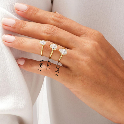 1.50CT Pear Diamond Knife Edge Solitaire Moissanite Engagement Ring