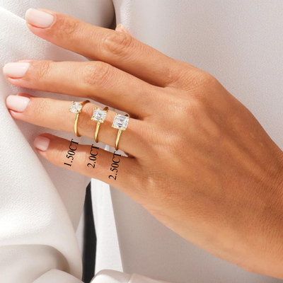 1.50CT Asscher Diamond Knife Edge Solitaire Moissanite Engagement Ring