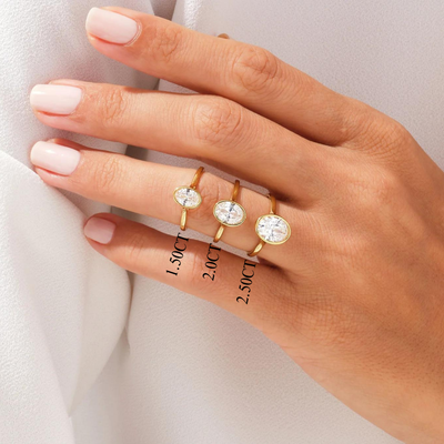 1.50CT Oval Diamond Bezel Setting Solitaire Moissanite Engagement Ring