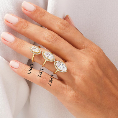 1.50CT Marquise Diamond Halo Moissanite Engagement Ring