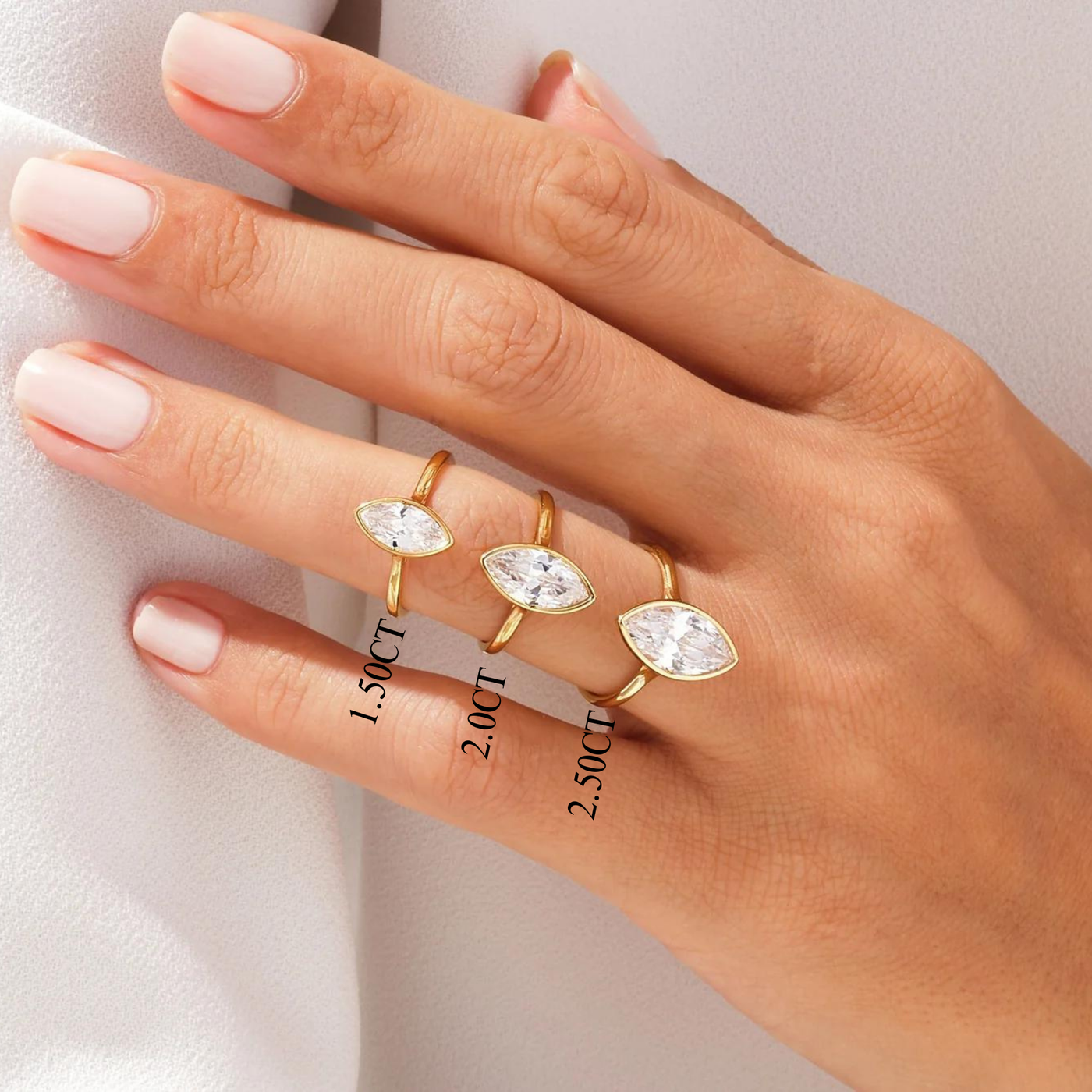 1.50CT Marquise Cut Bezel Setting Solitaire Moissanite Engagement Ring