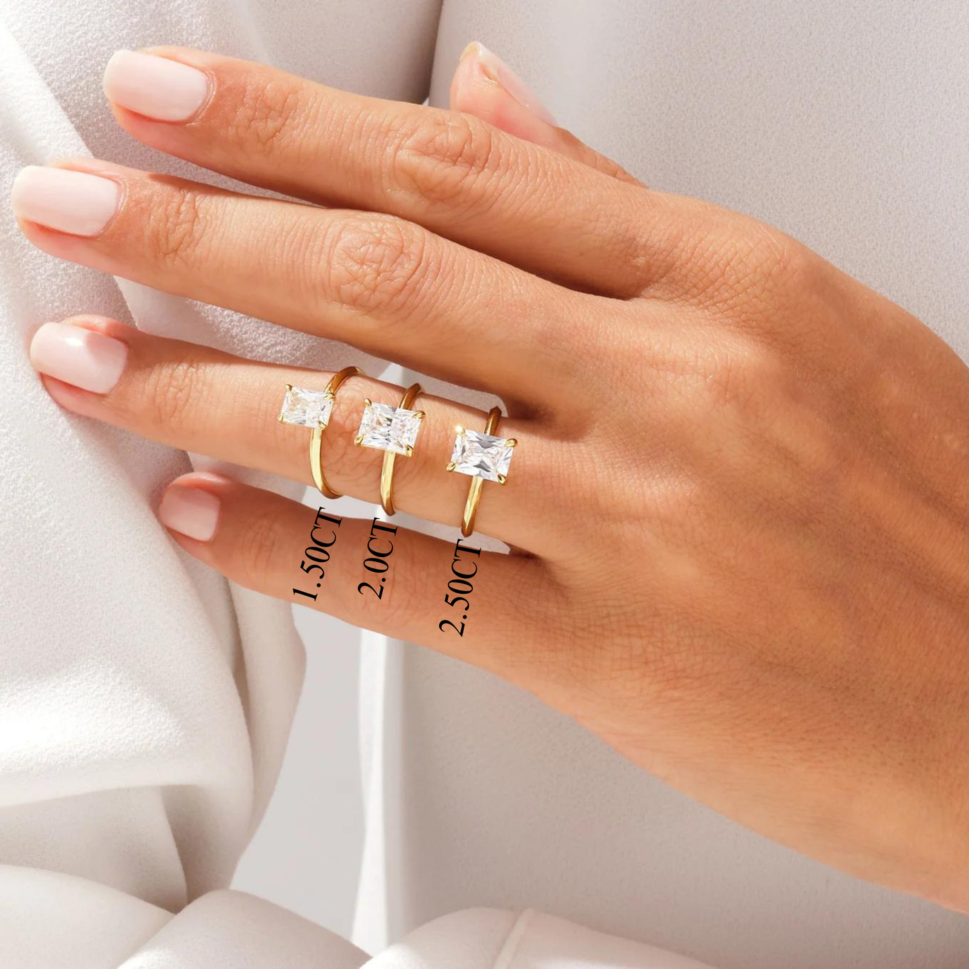 1.50CT Radiant Diamond Knife Edge Solitaire Moissanite Engagement Ring