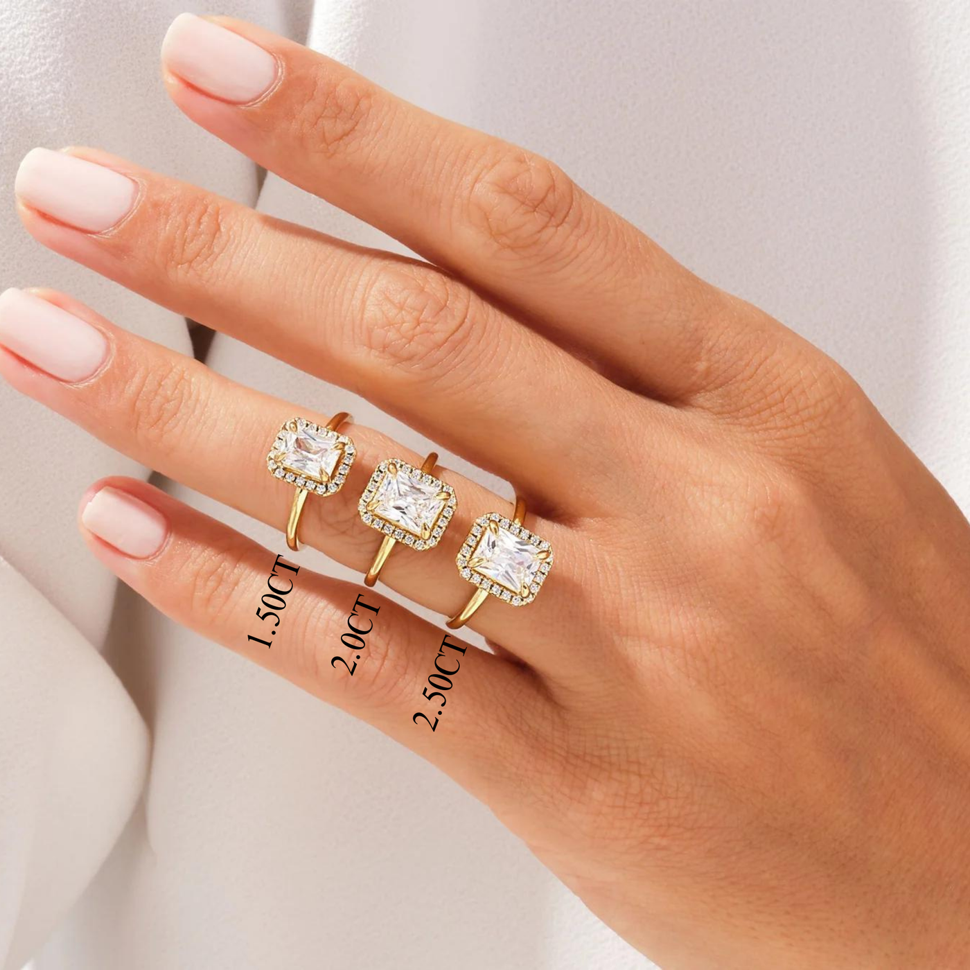 1.50CT Radiant Diamond Halo Moissanite Engagement Ring