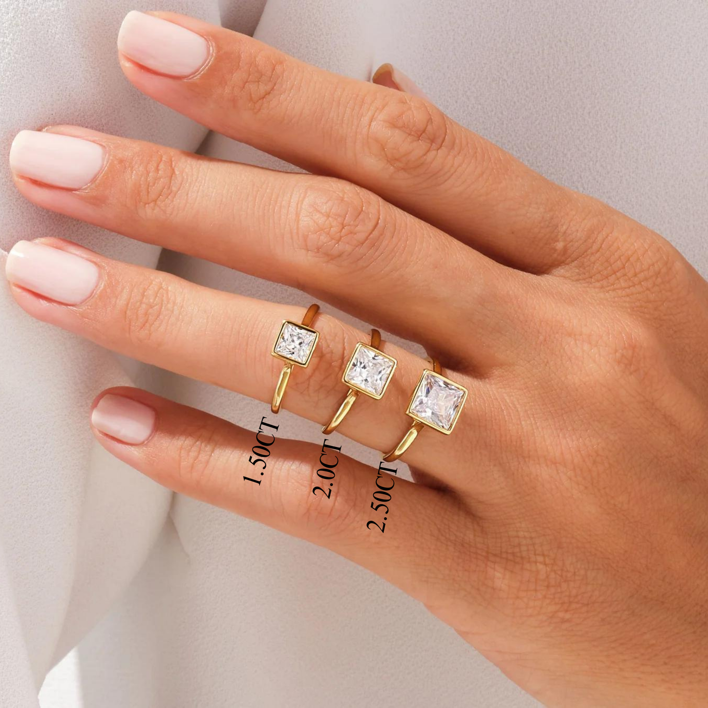 1.50CT Princess Diamond Bezel Setting Solitaire Moissanite Engagement Ring