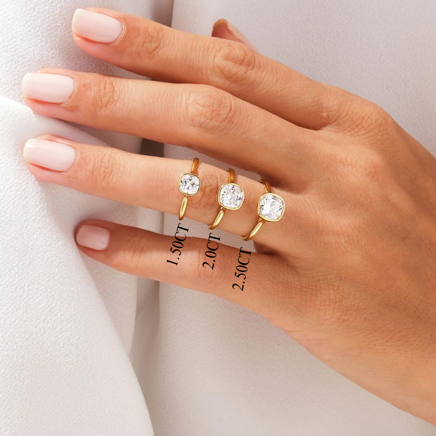 1.50CT Cushion Cut Bezel Setting Solitaire Moissanite Engagement Ring