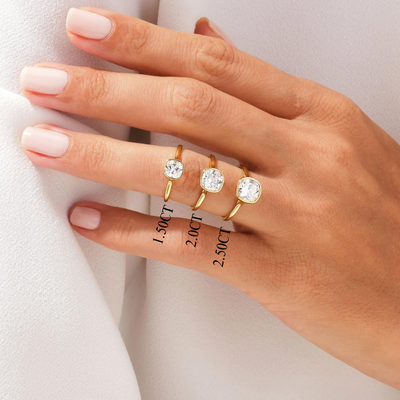 1.50CT Cushion Cut Bezel Setting Solitaire Moissanite Engagement Ring