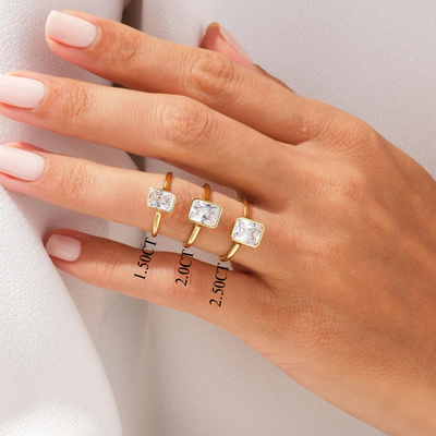 1.50CT Radiant Cut Bezel Setting Solitaire Moissanite Engagement Ring