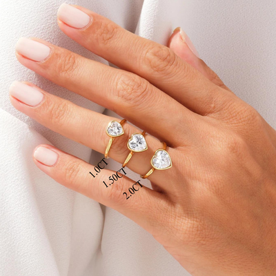 1.0CT Heart Diamond Bezel Setting Solitaire Moissanite Engagement Ring