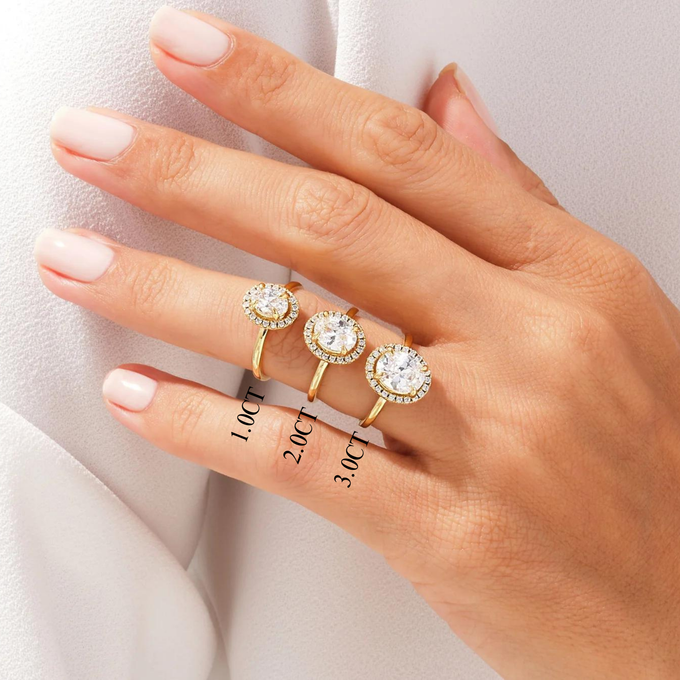 1.0CT Oval Diamond Halo Moissanite Engagement Ring