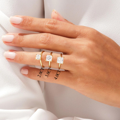 2.0CT Princess Diamond Kinfe Edge Solitaire Moissanite Engagement Ring