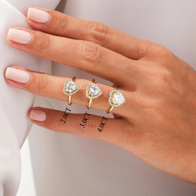 2.0CT Heart Diamond Halo Moissanite Engagement Ring