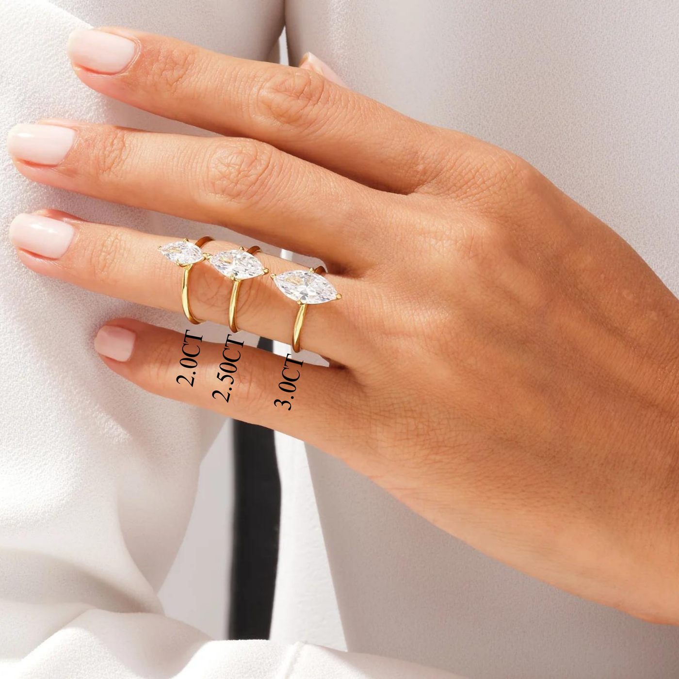 2.0CT Marquise Diamond Kinfe Edge Solitaire Moissanite Engagement Ring