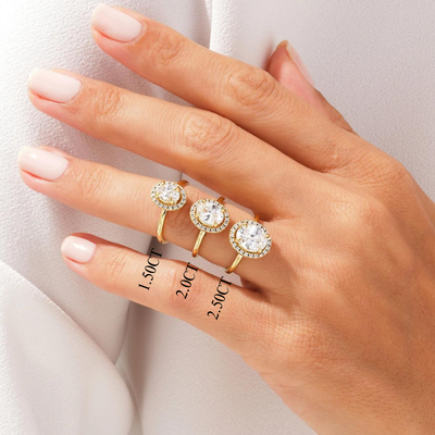 1.50CT Oval Diamond Halo Moissanite Engagement Ring