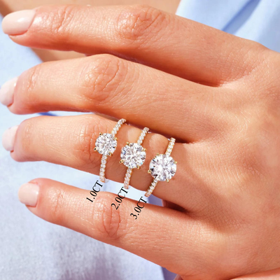 1.0CT Round Brilliant Diamond Pave Setting Moissanite Engagement Ring