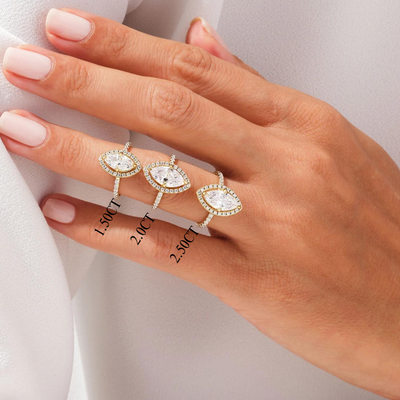 1.50CT Marquise Diamond Halo Pave Setting Moissanite Engagement Ring